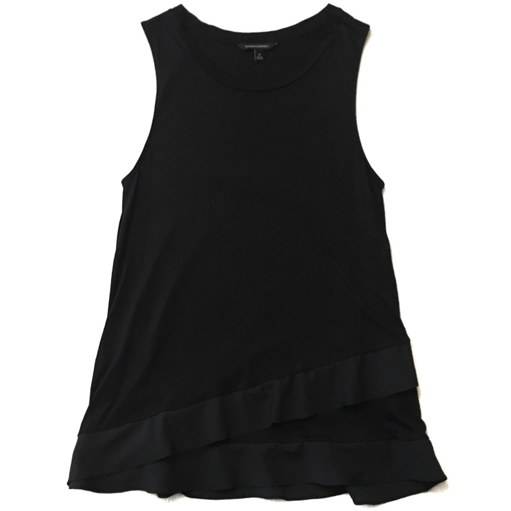 Banana Republic Ruffle Bottom Tank Black Medium